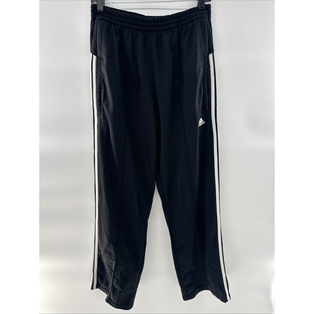 ADIDAS Jogger Track Pants Black White Stripes Elastic Waist Zip Ankle M Unisex